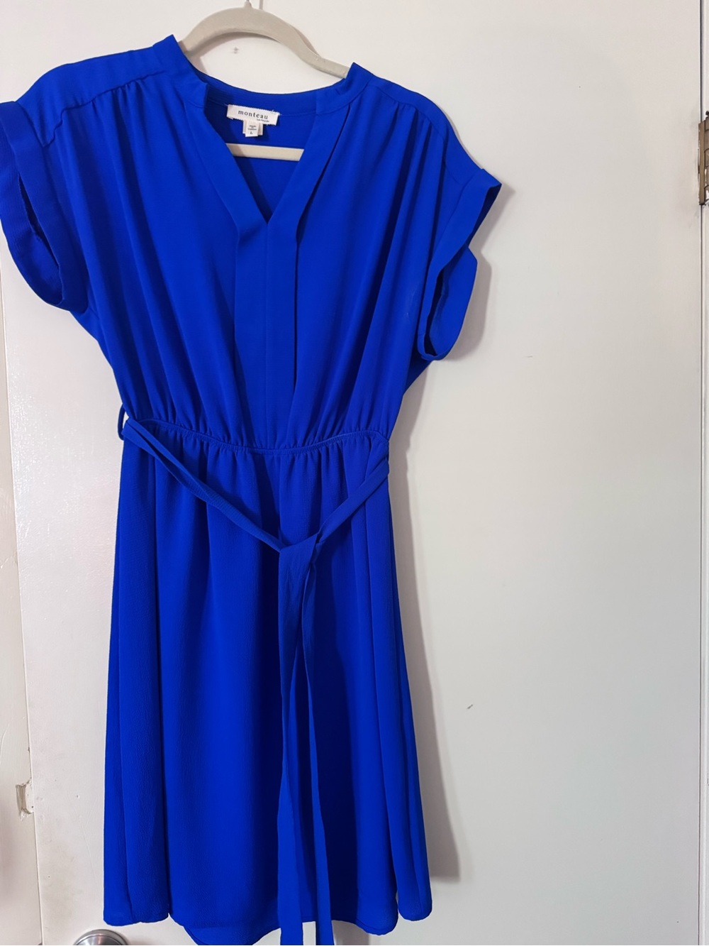V-Neck Belted Dress